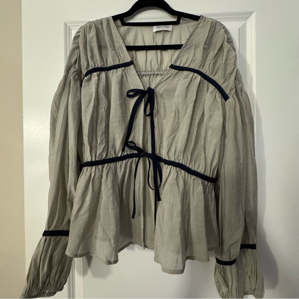 Chic Women's Blouse with Navy Details
